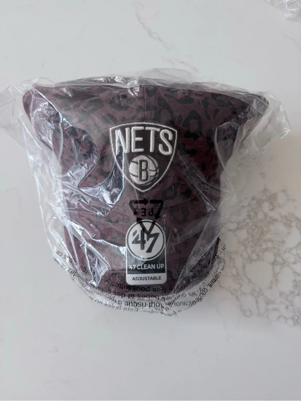 47 Brooklyn Nets Adjustable Cap - Maroon Leopard Print